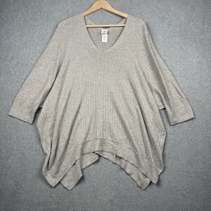 Cabi Sweater Womens Medium Gray V Neck Ribbed Dolman Sleeves Pullover Knit 5451